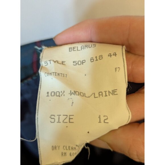 Vintage Harvé Benard Wool Tartan Plaid Pants Petite Green & Blue sz 12 - Picture 7 of 7